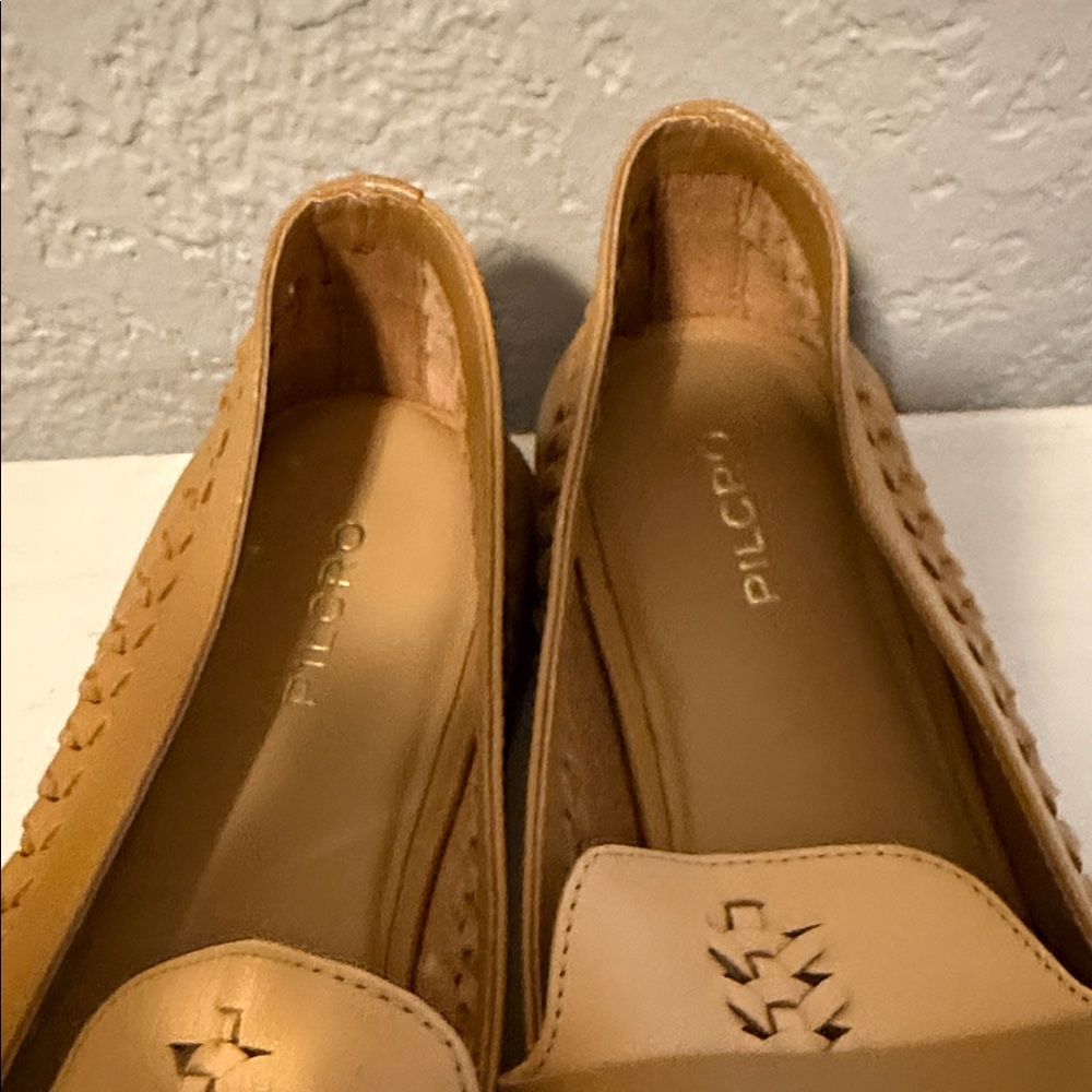 Pilcro Anthropologie‎ Woven Slip On Loafers Tan Leather New Women's Size 7 - Picture 6 of 8